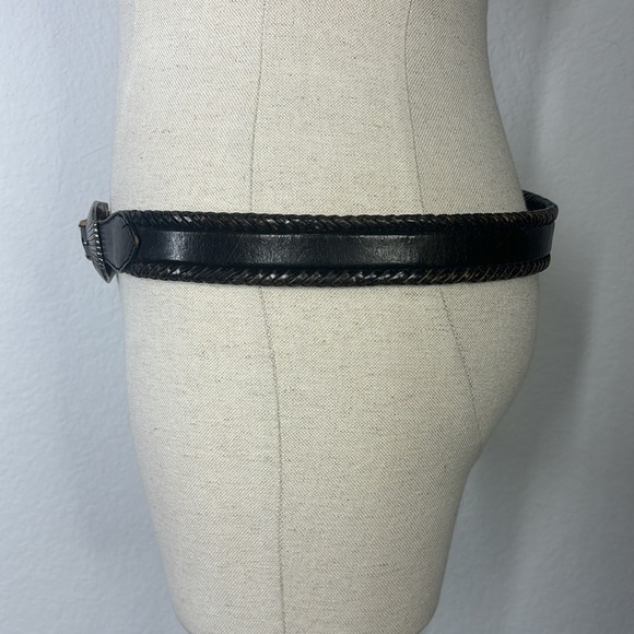 Brighton brown and silver leather braided vintage belt size 34 style 65803 main image 5